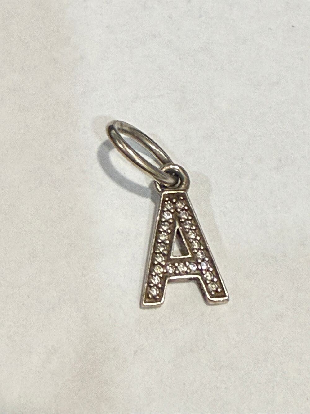 Pandora Sparkling Initial A Dangle Charm Pendant Sterling Silver CZ Letter